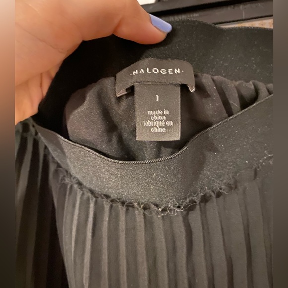 Halogen pleated maxi skirt black lined - Picture 4 of 5